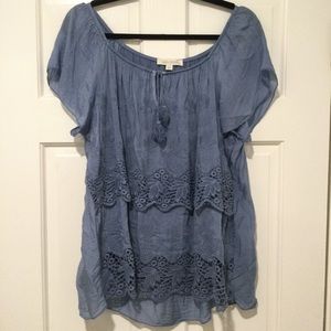 Belle France amazing, flowy, soft silk blouse EUC